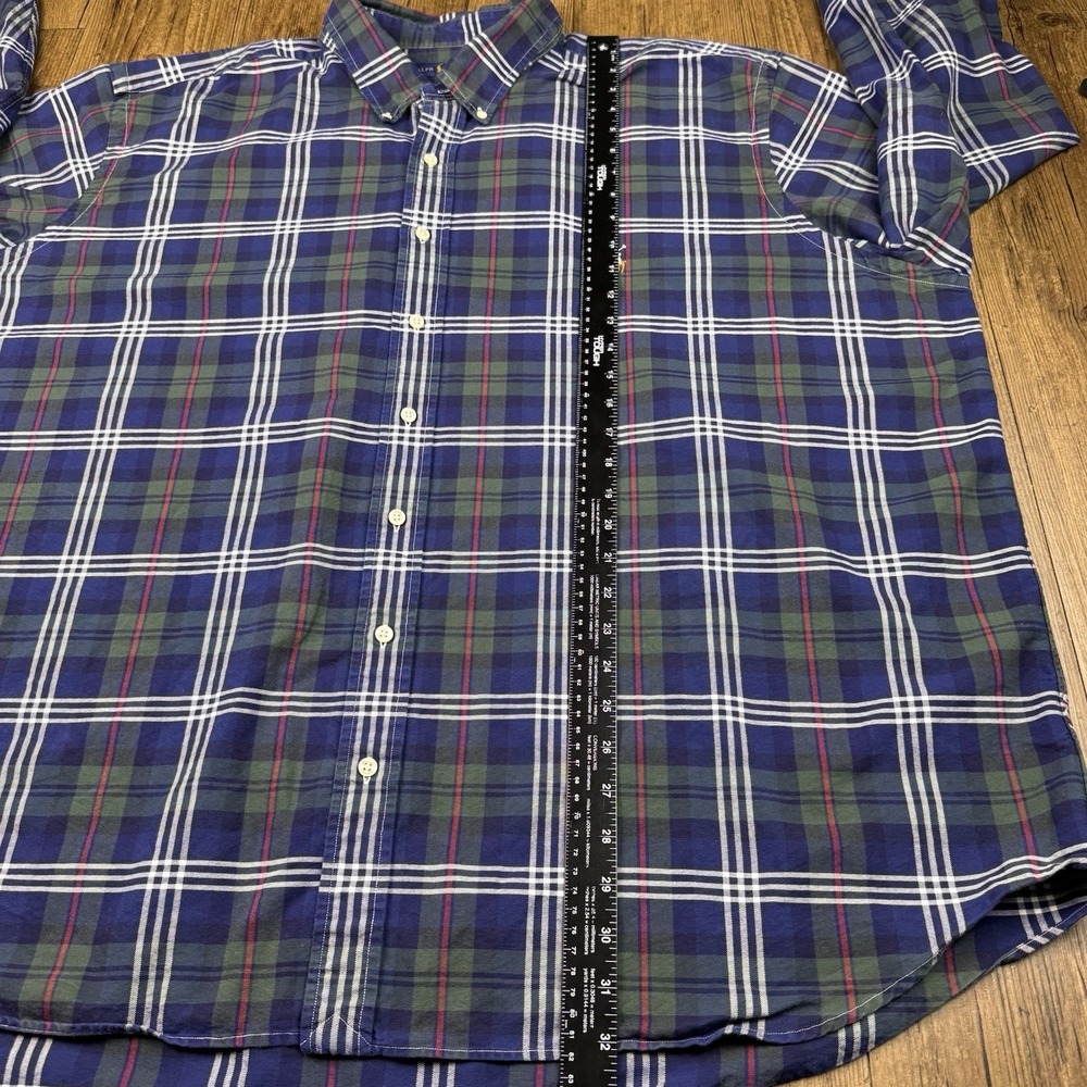 Ralph Lauren Shirt Mens 3xb Green Blue Red Plaid Oxford Flesh Pony Preppy Casual - Picture 8 of 12